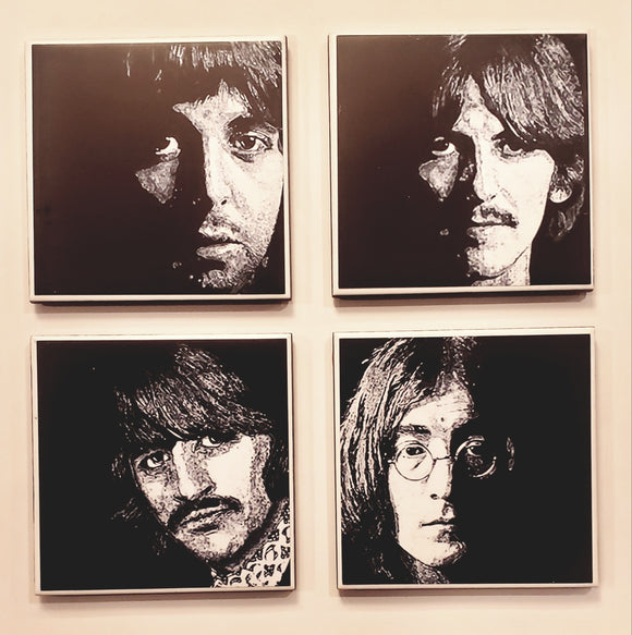 Beatles Glass Coaster Set Of 4 In Box