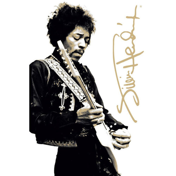 Jimi Hendrix Playing White Fender Stratocaster Signature Poster