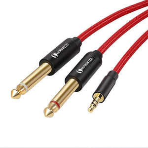 TXBH 3.5mm to Double 6.35mm Aux Mono Male To Male Cable