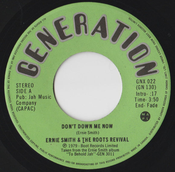 Ernie Smith & The Roots Revival ‎ - Don't Down Me Now / To Behold Jah (7